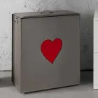 Samtida läder tvättkorg tillverkad i Italien Adele, hjärtinsats Viadurini