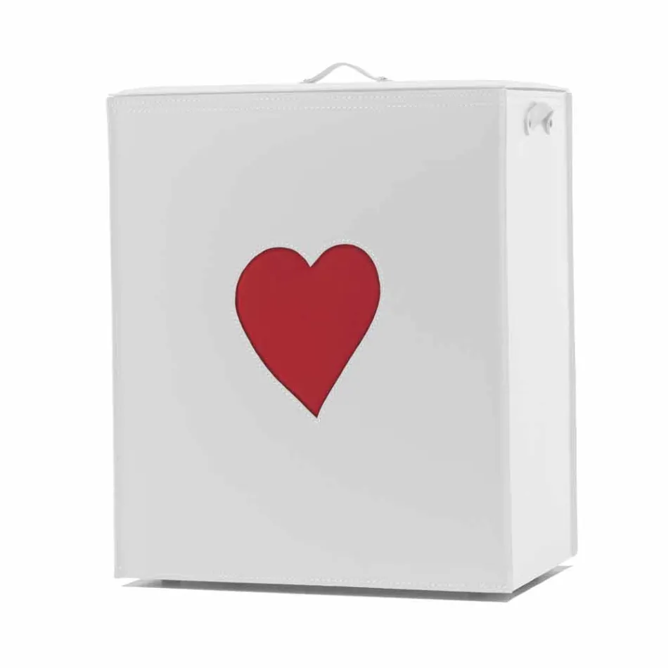 Samtida läder tvättkorg tillverkad i Italien Adele, hjärtinsats Viadurini