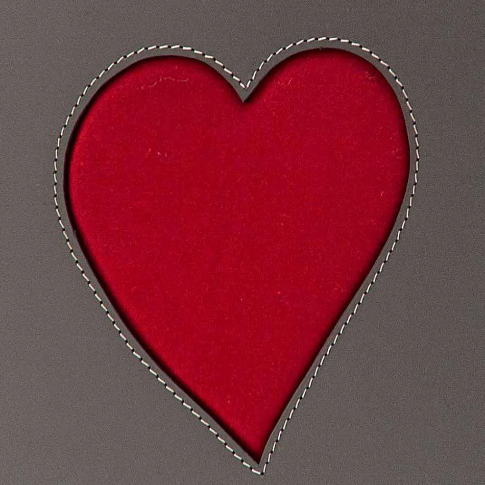 Samtida läder tvättkorg tillverkad i Italien Adele, hjärtinsats Viadurini