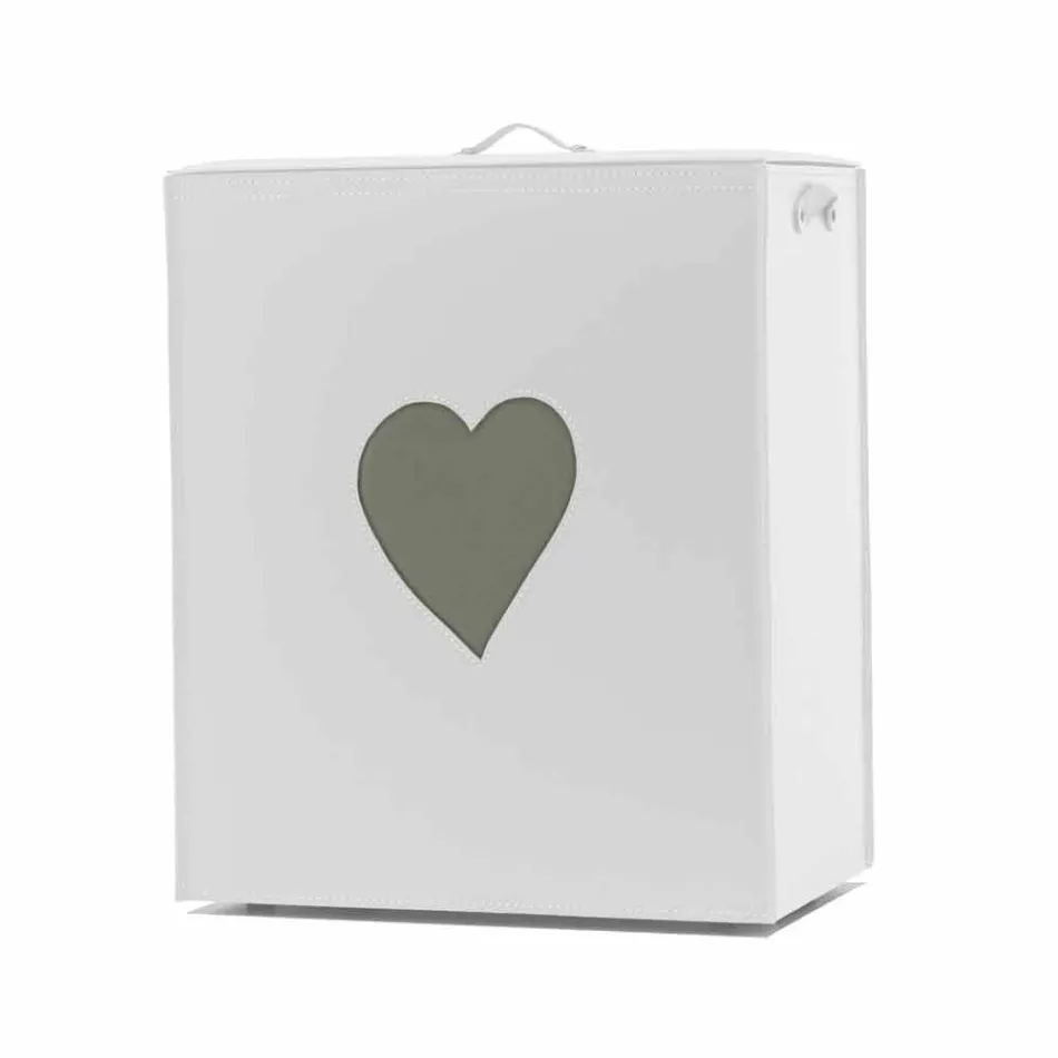 Samtida läder tvättkorg tillverkad i Italien Adele, hjärtinsats Viadurini