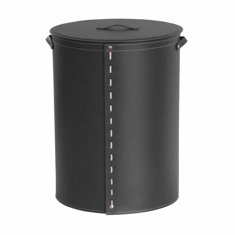 Oval tvättkorg i Riky regenererat läder tillverkat i Italien Viadurini