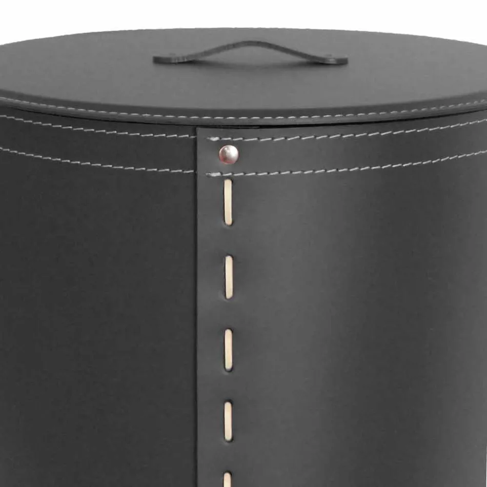 Oval tvättkorg i Riky regenererat läder tillverkat i Italien Viadurini