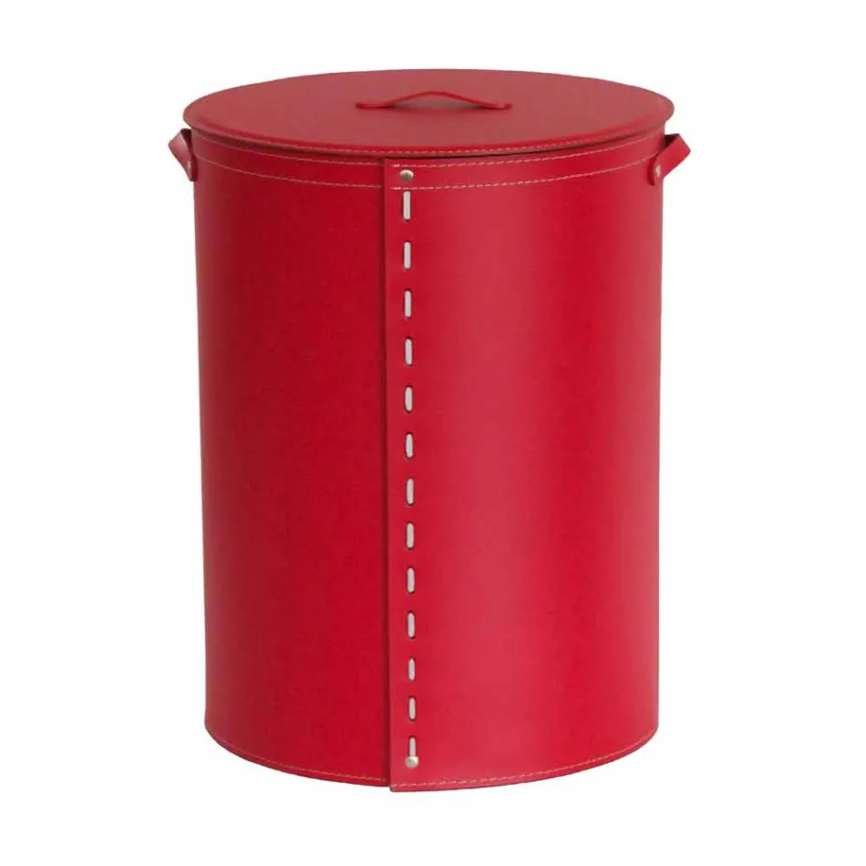 Oval tvättkorg i Riky regenererat läder tillverkat i Italien Viadurini