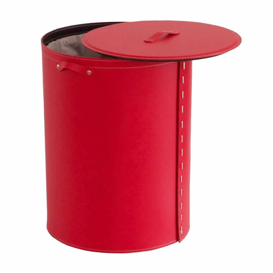 Oval tvättkorg i Riky regenererat läder tillverkat i Italien Viadurini