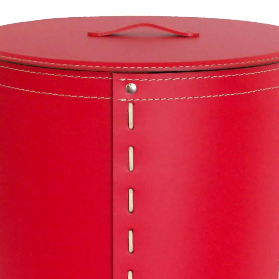 Oval tvättkorg i Riky regenererat läder tillverkat i Italien Viadurini