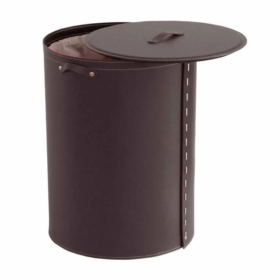 Oval tvättkorg i Riky regenererat läder tillverkat i Italien Viadurini