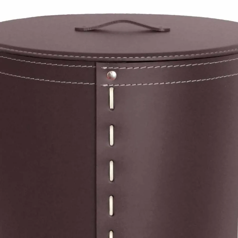 Oval tvättkorg i Riky regenererat läder tillverkat i Italien Viadurini