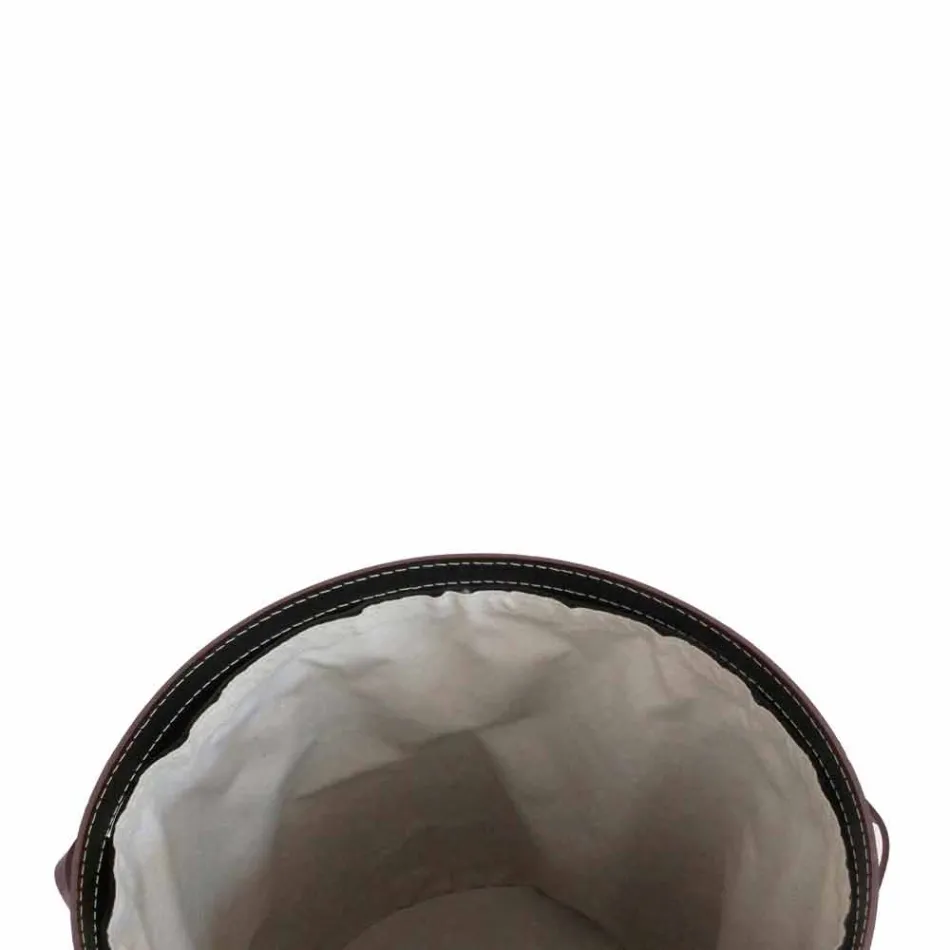 Oval tvättkorg i Riky regenererat läder tillverkat i Italien Viadurini