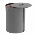 Oval tvättkorg i Riky regenererat läder tillverkat i Italien Viadurini