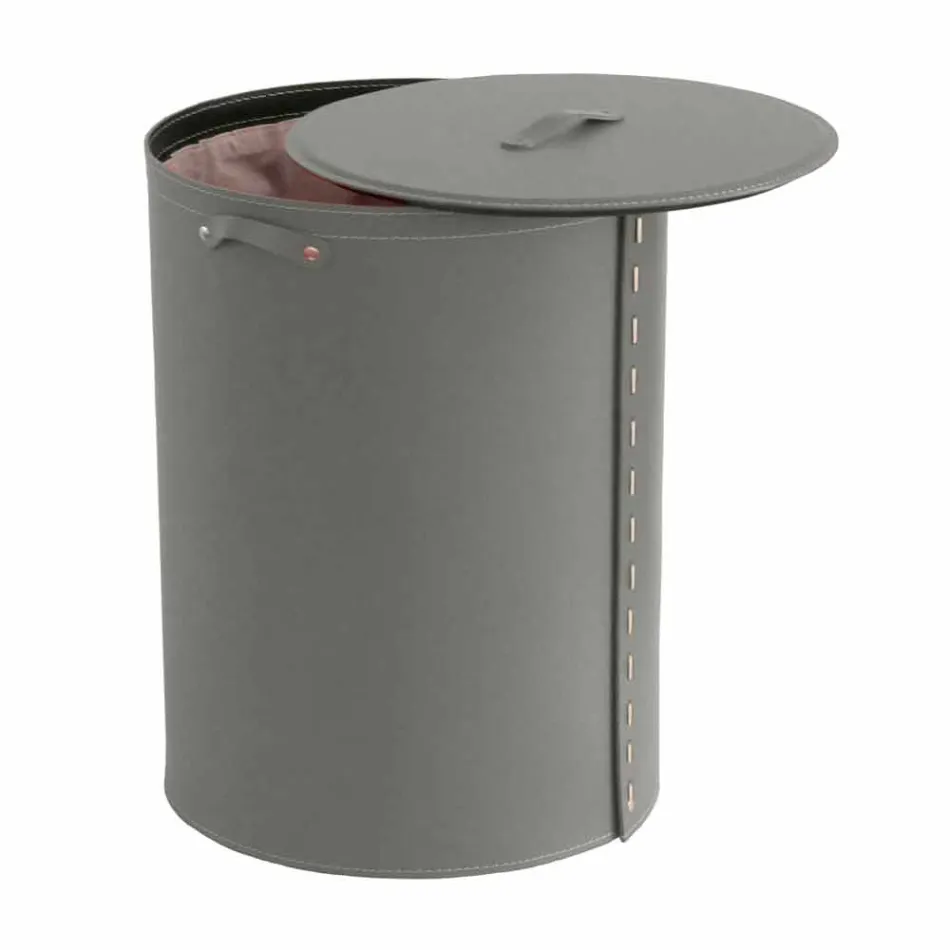 Oval tvättkorg i Riky regenererat läder tillverkat i Italien Viadurini