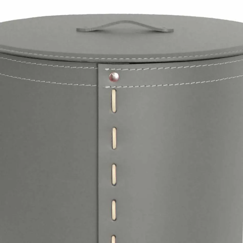 Oval tvättkorg i Riky regenererat läder tillverkat i Italien Viadurini