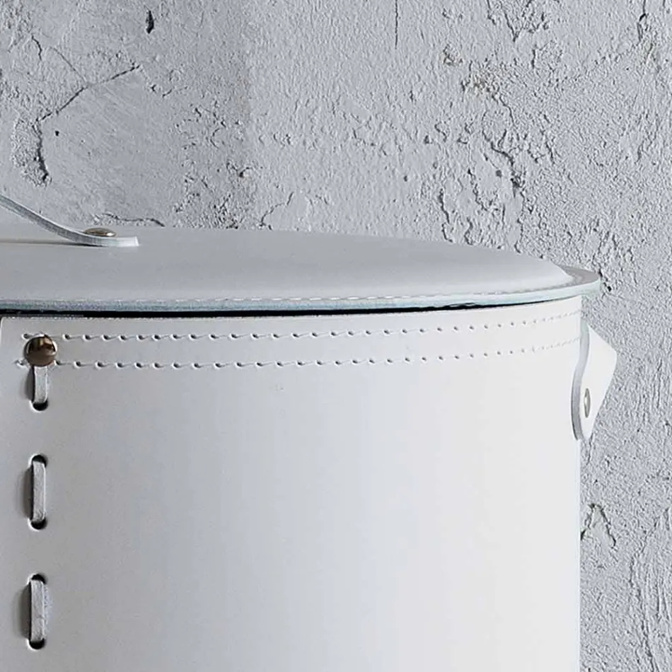 Oval tvättkorg i Riky regenererat läder tillverkat i Italien Viadurini