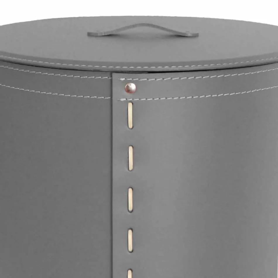 Oval tvättkorg i Riky regenererat läder tillverkat i Italien Viadurini