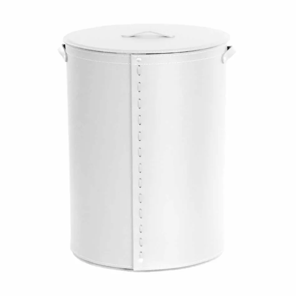 Oval tvättkorg i Riky regenererat läder tillverkat i Italien Viadurini