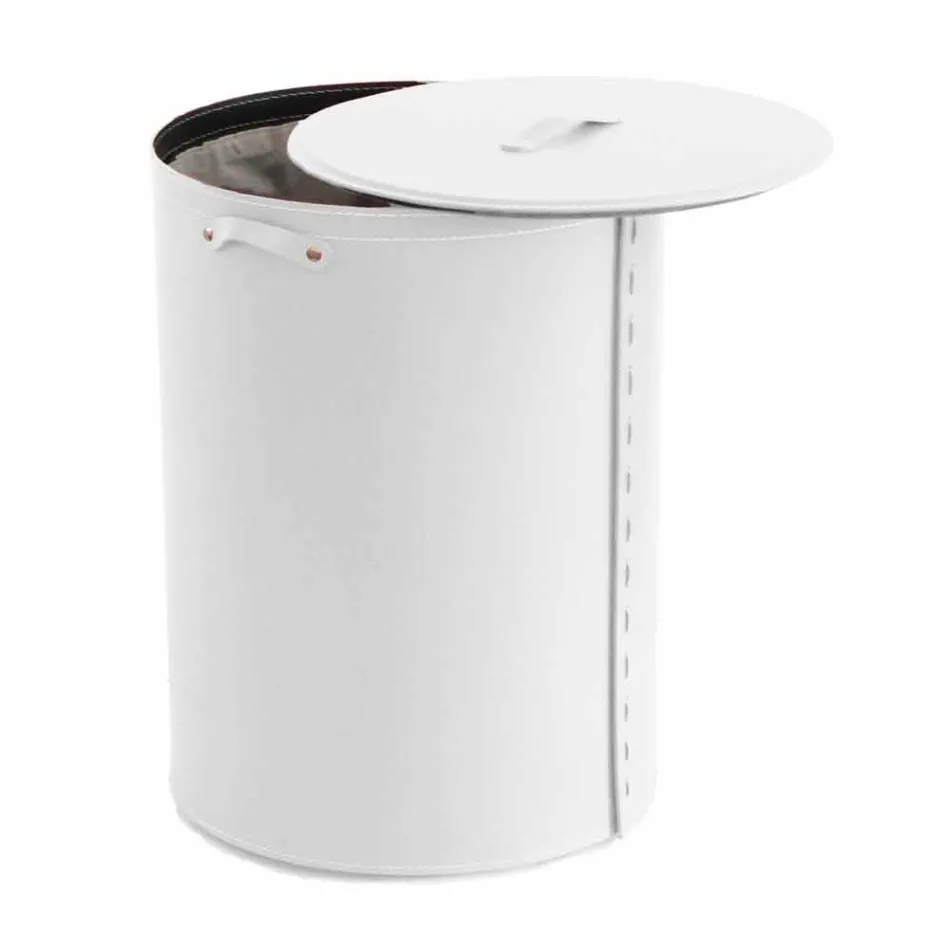 Oval tvättkorg i Riky regenererat läder tillverkat i Italien Viadurini