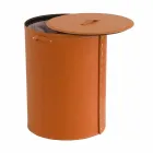 Oval tvättkorg i Riky regenererat läder tillverkat i Italien Viadurini