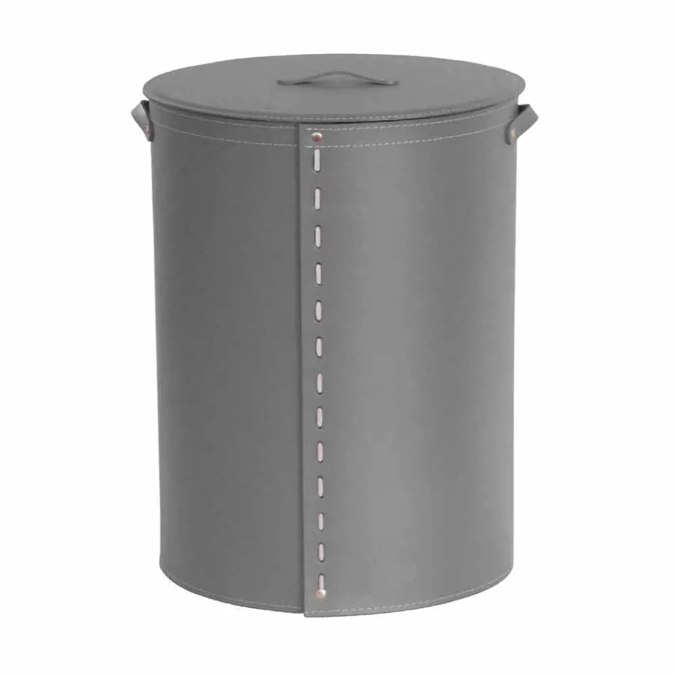 Oval tvättkorg i Riky regenererat läder tillverkat i Italien Viadurini