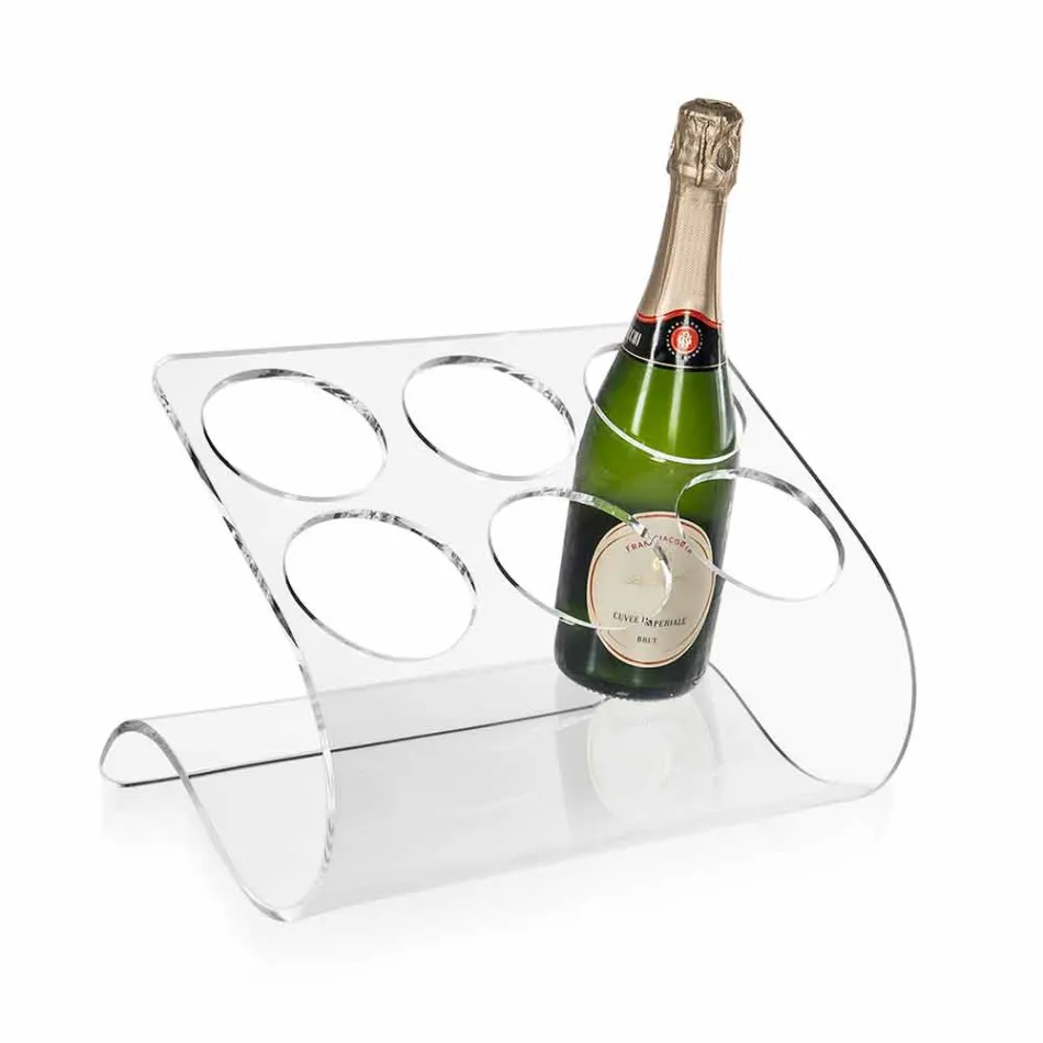 Fristående flaskhållare för 6 flaskor i transparent plexiglas - Tanatin Viadurini