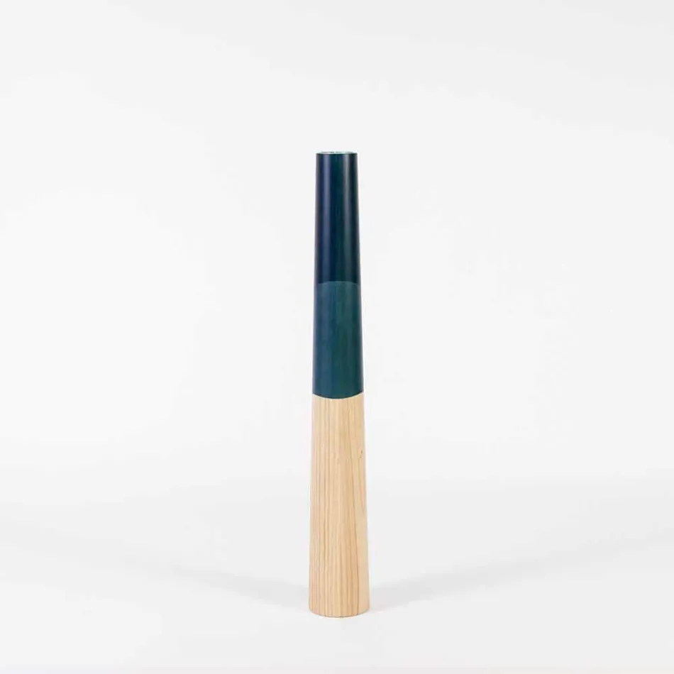 Modern ljusstake i massivt furu med färgade detaljer - Candor Viadurini