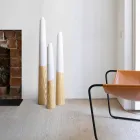 Modern ljusstake i massivt furu med färgade detaljer - Candor Viadurini