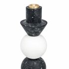 Hög ljusstake i vit, svart och mässingsmarmor tillverkad i Italien - Bram Viadurini