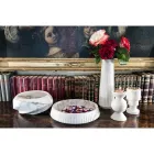 Låg ljusstake i vit Carrara marmor och mässing tillverkad i Italien - Benton Viadurini