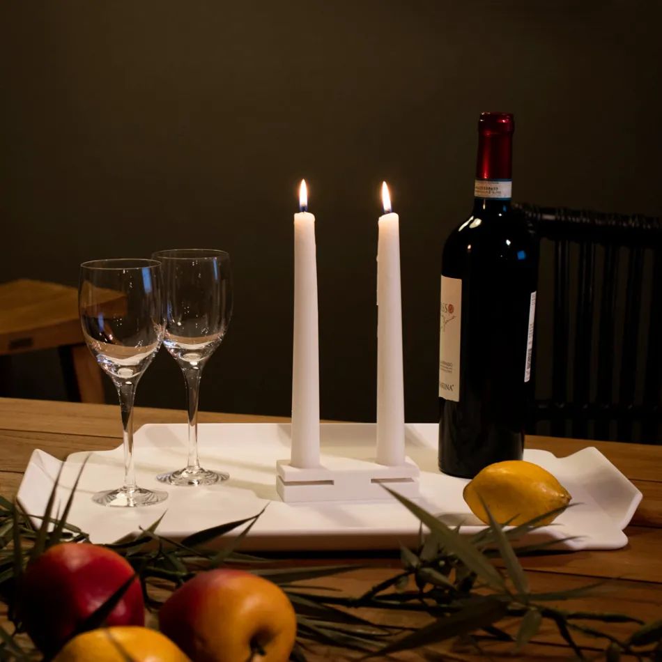 Vit Corian Design Ljusstake för vardagsrum Tillverkad i Italien - Sisifo Viadurini