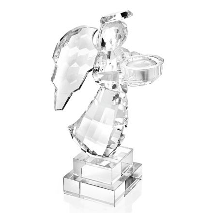 Italiensk lyxig ängelformad kristallljushållare i design - Paqui Viadurini
