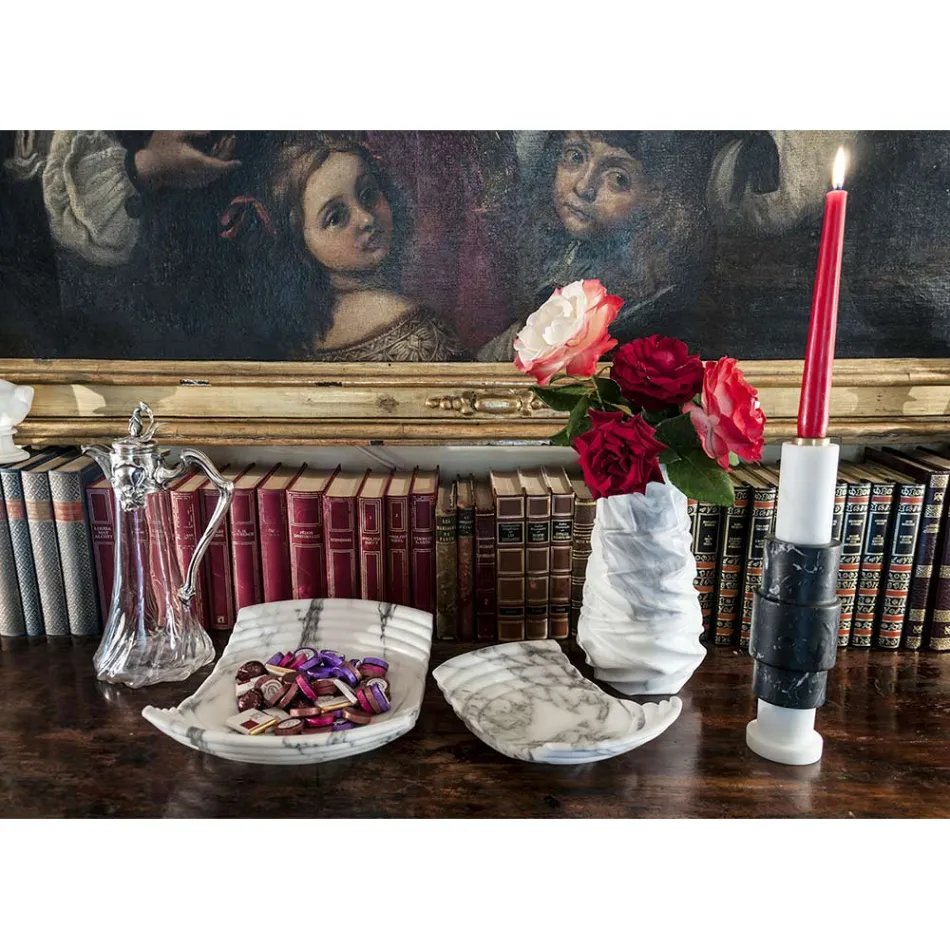 Ljusstake i Carrara Marble, Marquinia Marble and Messing Made in Italy - Blaze Viadurini