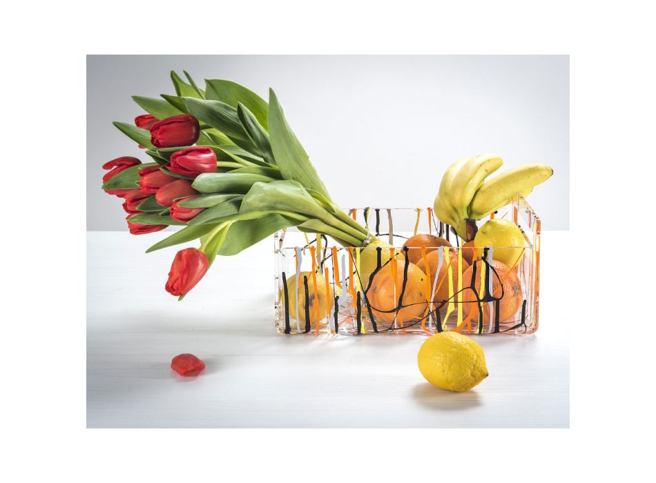 Modern färgad fruktskål i plexiglas tillverkad i Italien - Multifrukt Viadurini