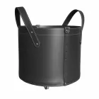 Cylindrisk timmerhållare i regenererat läder med Tonda Firestyle hjul Viadurini