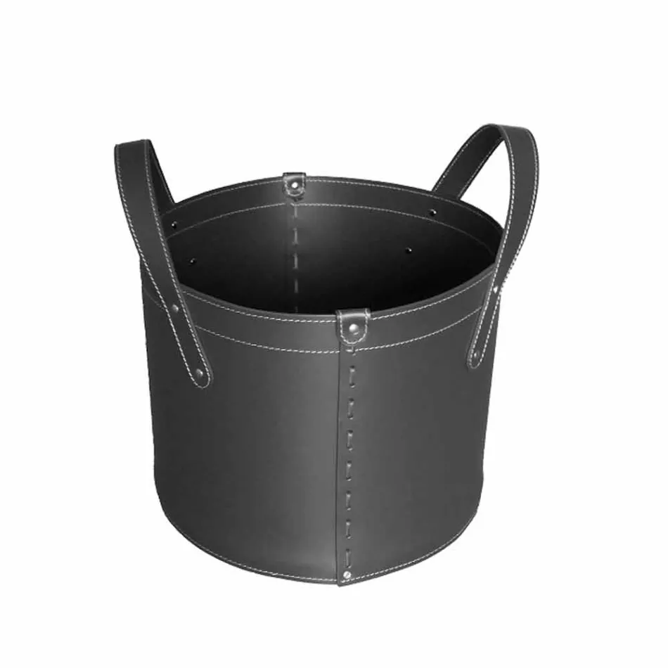 Cylindrisk timmerhållare i regenererat läder med Tonda Firestyle hjul Viadurini