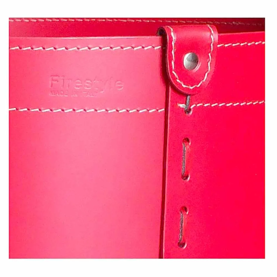 Cylindrisk timmerhållare i regenererat läder med Tonda Firestyle hjul Viadurini