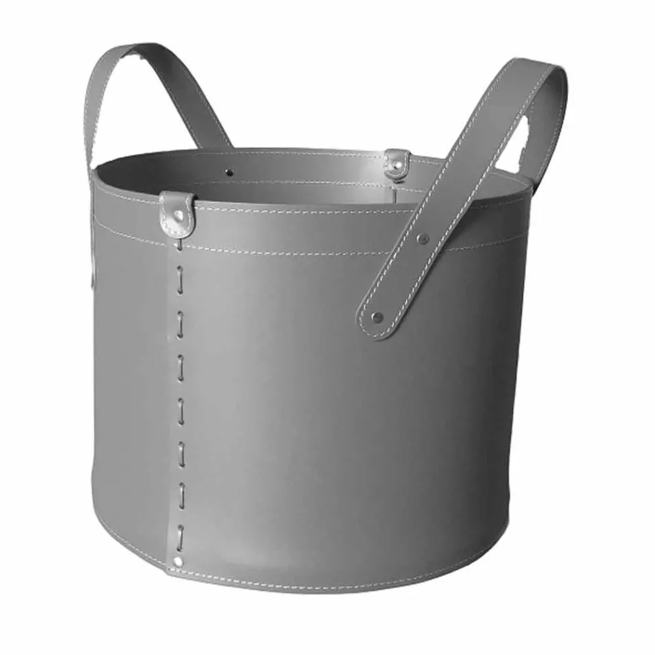 Cylindrisk timmerhållare i regenererat läder med Tonda Firestyle hjul Viadurini