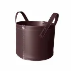 Cylindrisk timmerhållare i regenererat läder med Tonda Firestyle hjul Viadurini