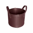 Cylindrisk timmerhållare i regenererat läder med Tonda Firestyle hjul Viadurini