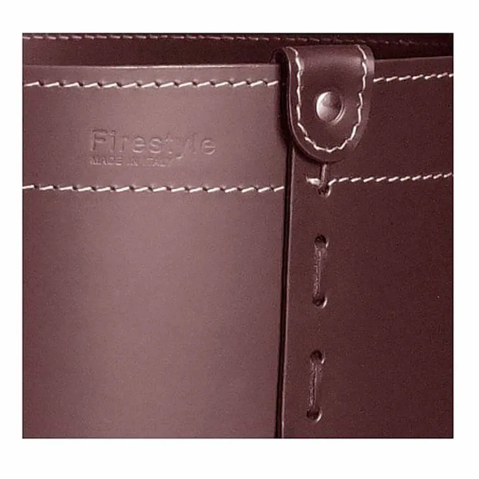 Cylindrisk timmerhållare i regenererat läder med Tonda Firestyle hjul Viadurini