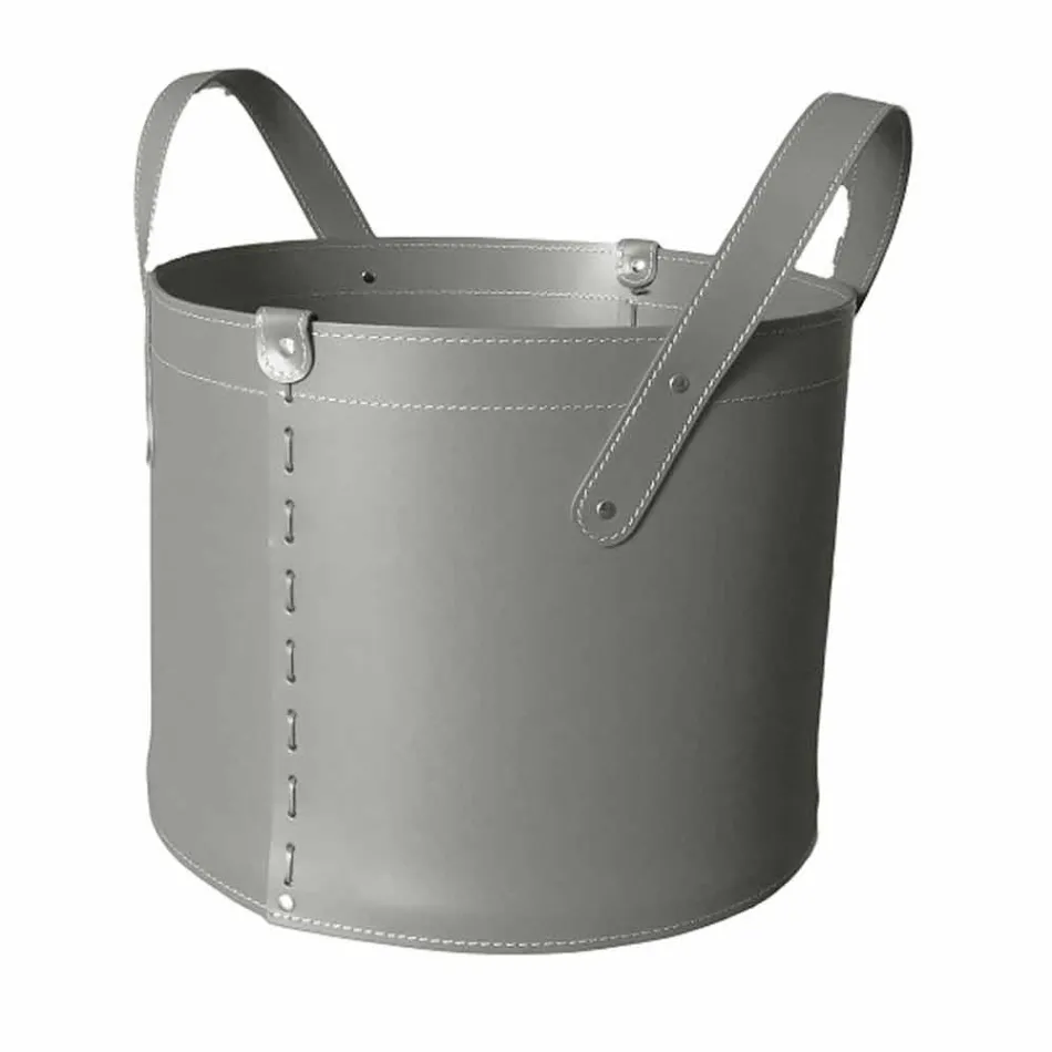 Cylindrisk timmerhållare i regenererat läder med Tonda Firestyle hjul Viadurini