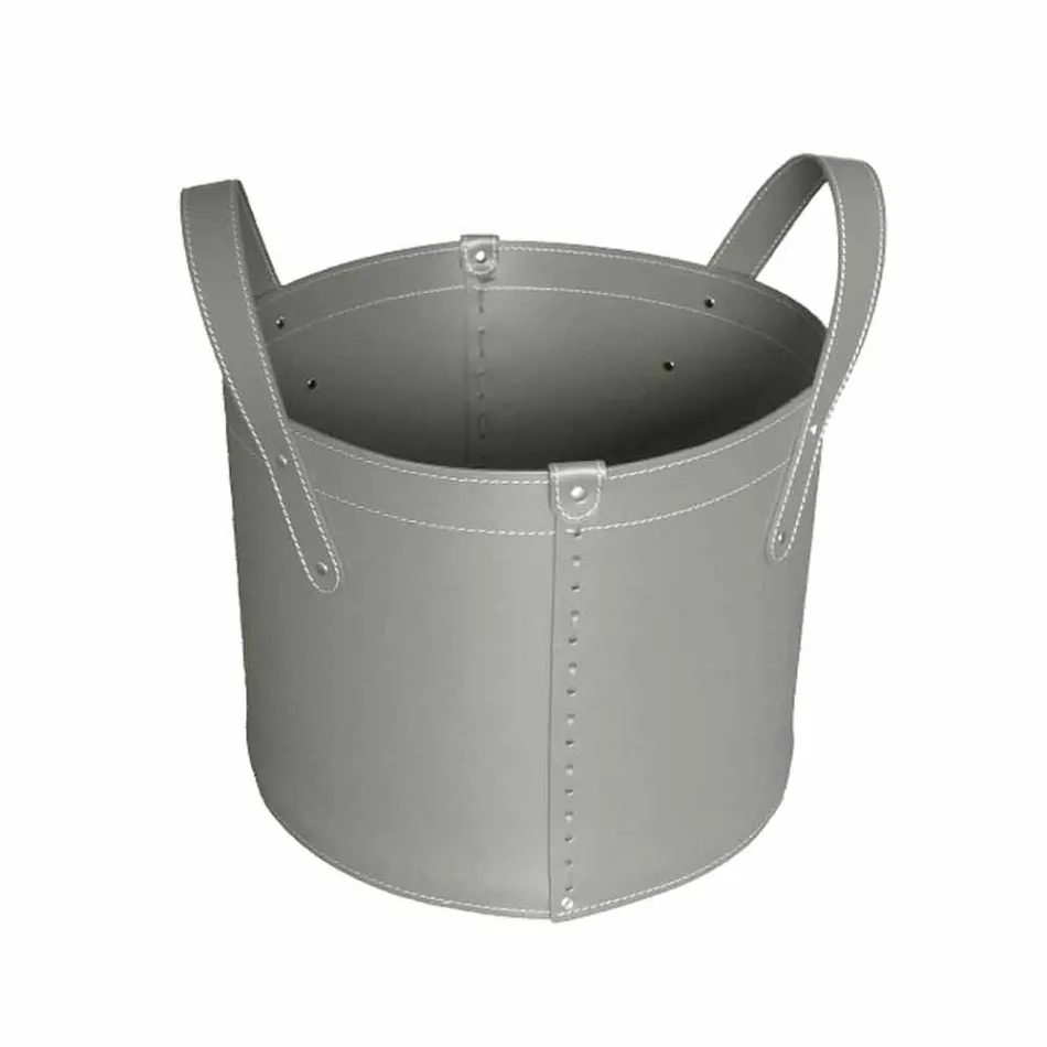 Cylindrisk timmerhållare i regenererat läder med Tonda Firestyle hjul Viadurini