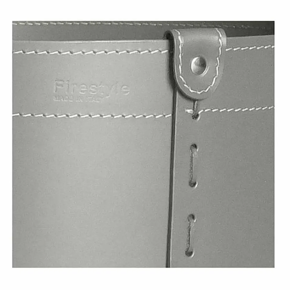 Cylindrisk timmerhållare i regenererat läder med Tonda Firestyle hjul Viadurini