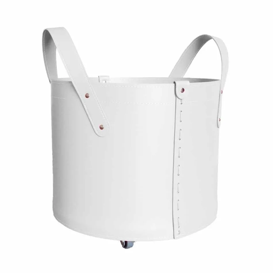 Cylindrisk timmerhållare i regenererat läder med Tonda Firestyle hjul Viadurini