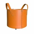 Cylindrisk timmerhållare i regenererat läder med Tonda Firestyle hjul Viadurini