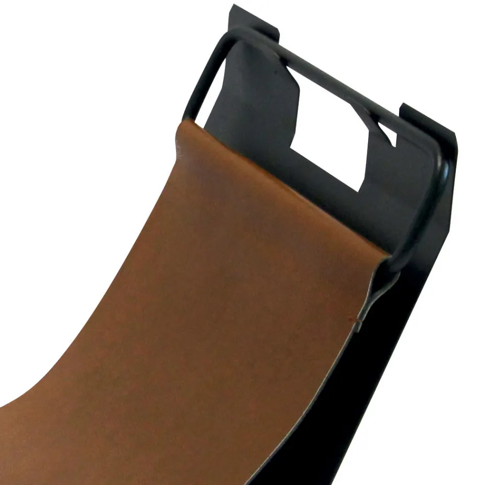 Trähållare med sidohandtag i brunt eko-läder Made in Italy - Butterfly Viadurini