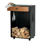 Trähållare med hjul och övre låda Tillverkad i Italien - Polare Viadurini