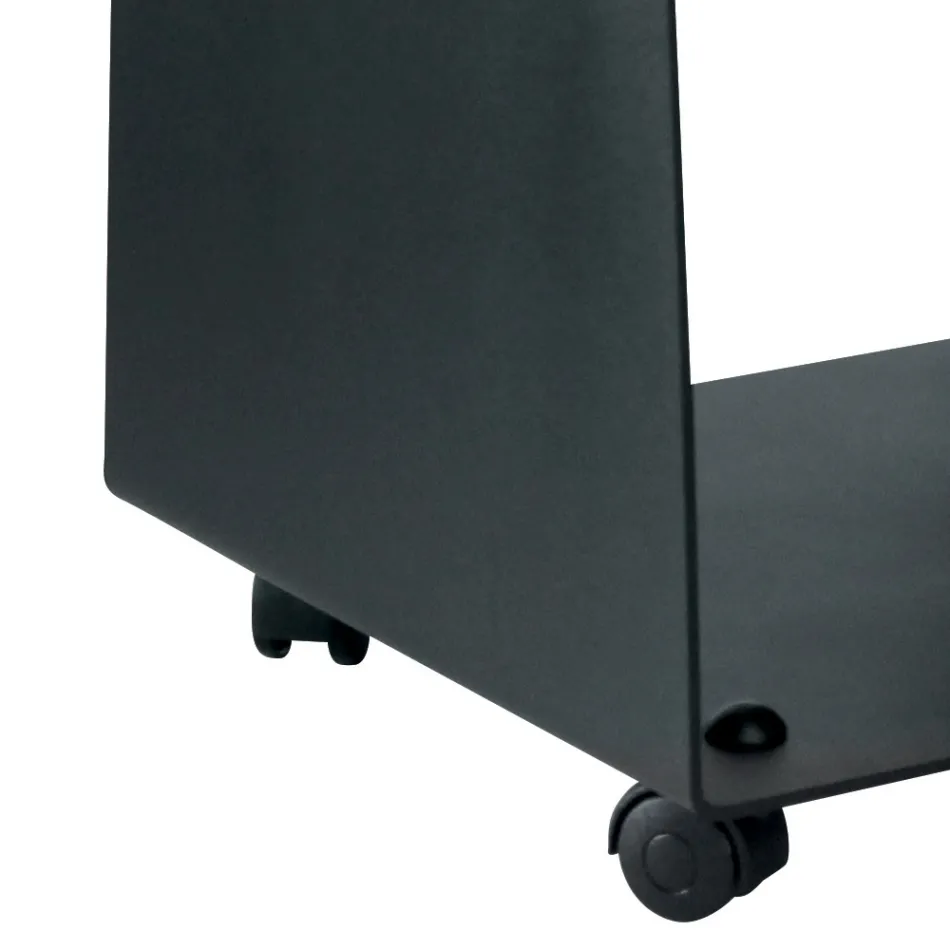 Trähållare med hjul och handtag Av metall Tillverkad i Italien - Mås Viadurini