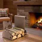 Inomhus vedträhållare i brunt stål Tillverkat i Italien med verktyg - Volturno Viadurini