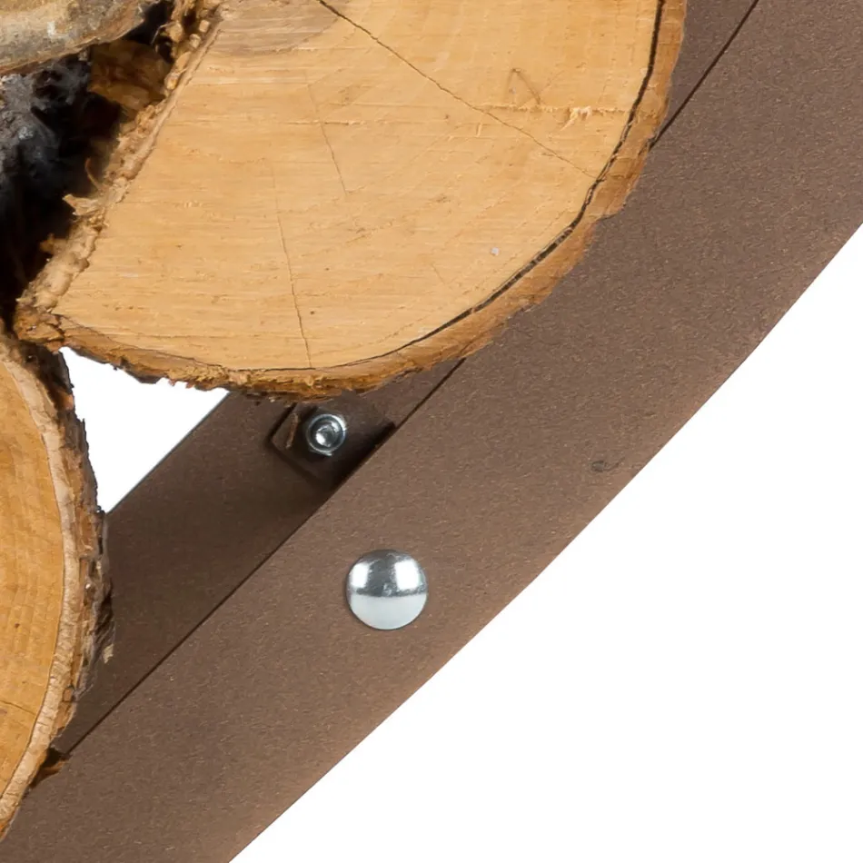 Trähållare inomhus i brunt stål tillverkat i Italien - kärlek Viadurini