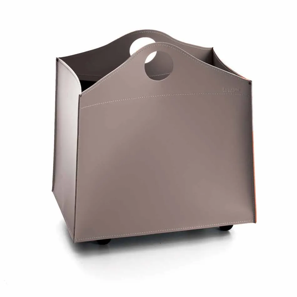 utforma Portalegna antracit läder med WoodBag hjul Viadurini