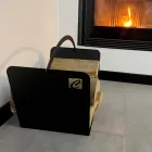 Svart stål modern inomhus timmerhållare Tillverkad i Italien - Libeccio Viadurini