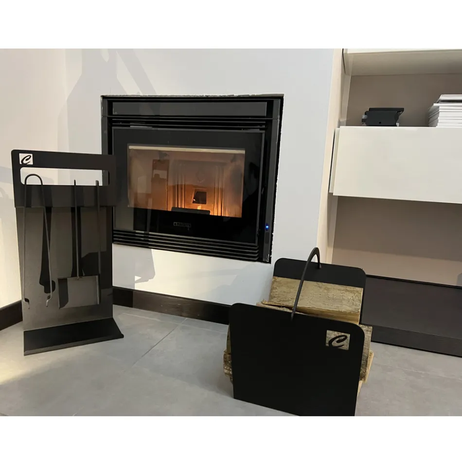 Svart stål modern inomhus timmerhållare Tillverkad i Italien - Libeccio Viadurini